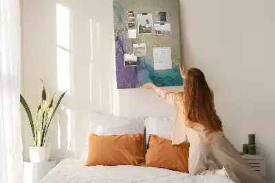 Cork Note Board with Shiny Marble and Glitter Design