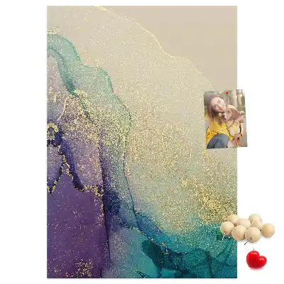 Cork Note Board with Shiny Marble and Glitter Design