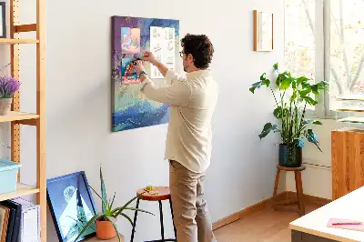Ink abstraction cork wall memo board