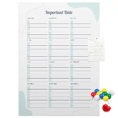 Cork pin board Key dates