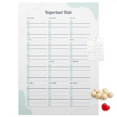 Cork pin board Key dates