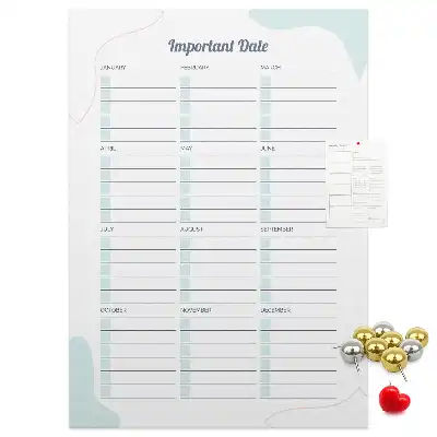 Cork pin board Key dates