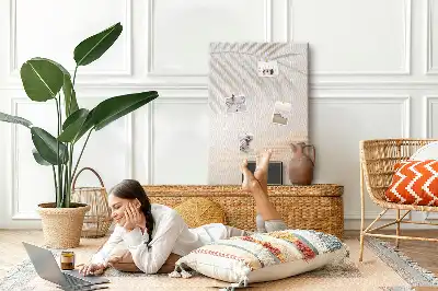 Cork Note Board with Palm Leaf Shadow