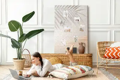 Cork Note Board with Palm Leaf Shadow