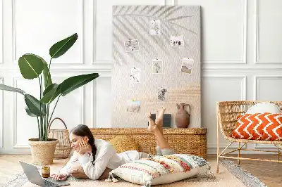 Cork Note Board with Palm Leaf Shadow