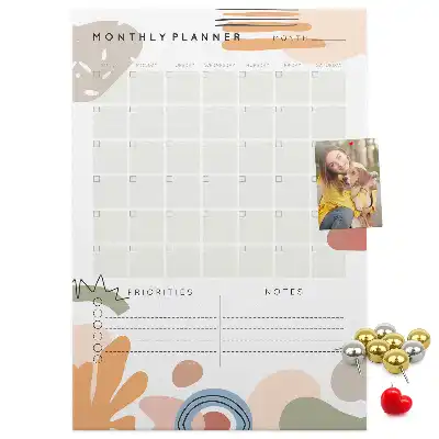 Monthly schedule cork pin board