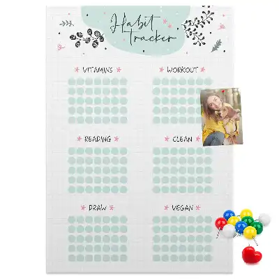 Cork Note Board Habits planner