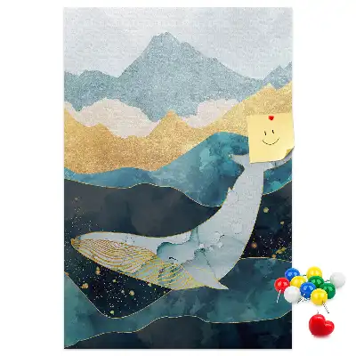 Cork Note Board Marble whale