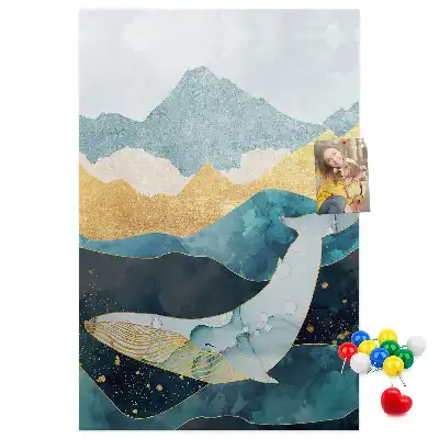 Cork Note Board Marble whale