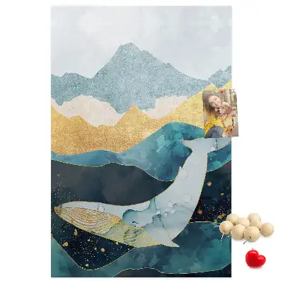 Cork Note Board Marble whale