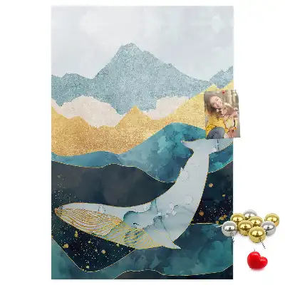 Whale shape marble pattern cork note board