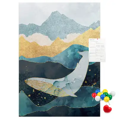Cork Note Board Marble whale