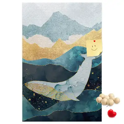 Whale shape marble pattern cork note board
