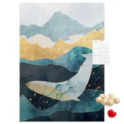 Whale shape marble pattern cork note board