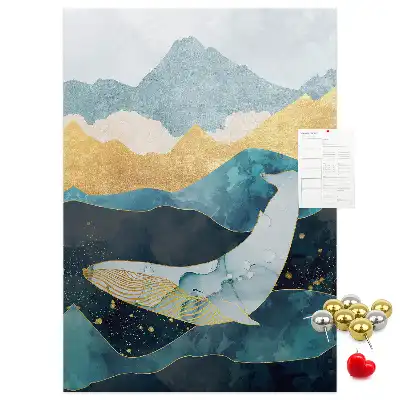 Whale shape marble pattern cork note board