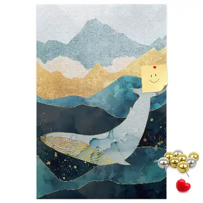 Cork Note Board Marble whale