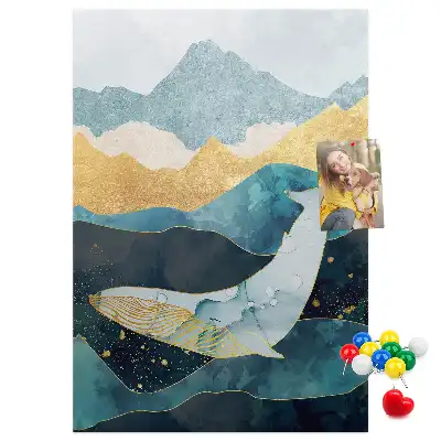 Cork Note Board Marble whale