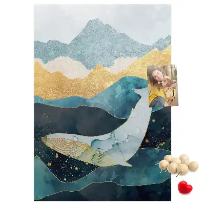 Whale shape marble pattern cork note board