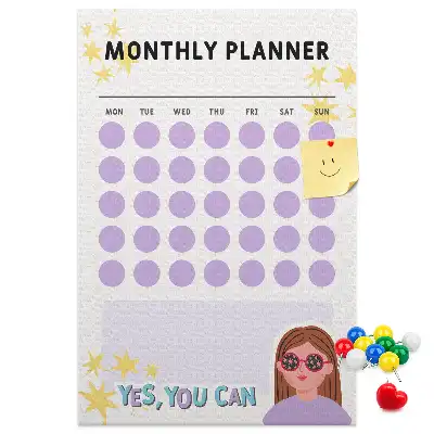 Wall Cork Memo Board with Monthly Schedule