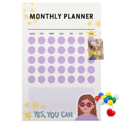 Wall Cork Memo Board with Monthly Schedule