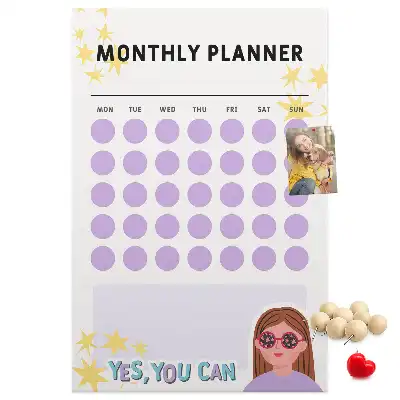 Wall Cork Memo Board with Monthly Schedule