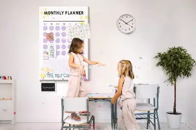 Wall Cork Memo Board with Monthly Schedule
