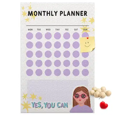 Wall Cork Memo Board with Monthly Schedule