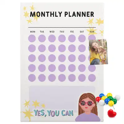 Wall Cork Memo Board with Monthly Schedule