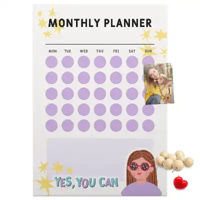 Wall Cork Memo Board with Monthly Schedule