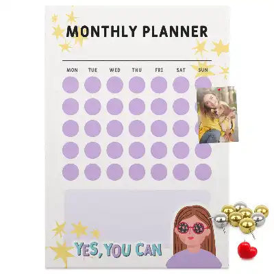 Wall Cork Memo Board with Monthly Schedule