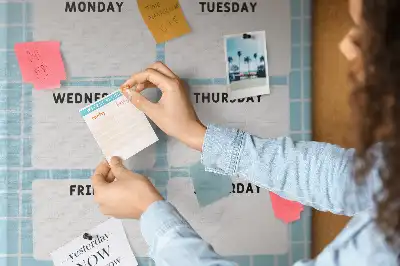 Cork pin board Weekly schedule