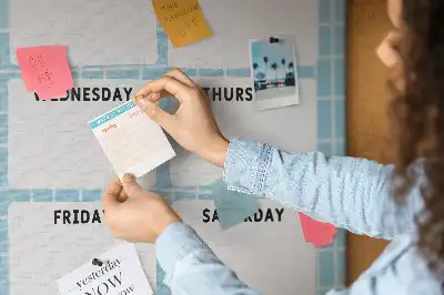 Weekly schedule cork pin board