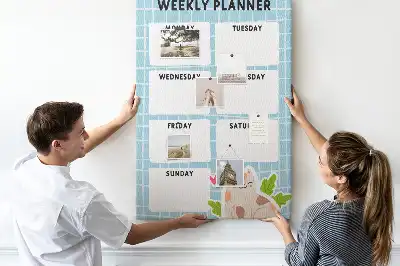 Weekly schedule cork pin board