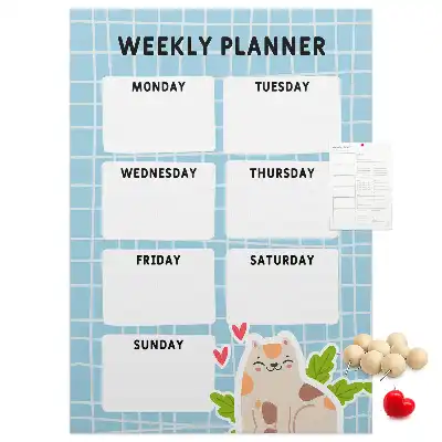 Weekly schedule cork pin board