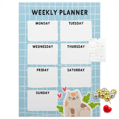 Weekly schedule cork pin board