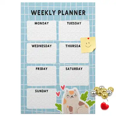 Cork pin board Weekly schedule