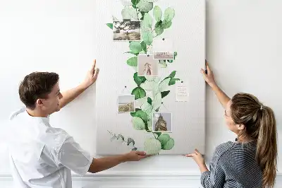 Cork pin board A branch with leaves