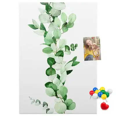 Cork pin board A branch with leaves