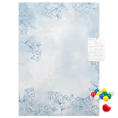 Flower sketch wall cork memo board