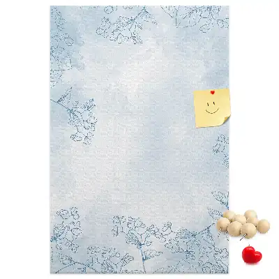 Flower sketch wall cork memo board
