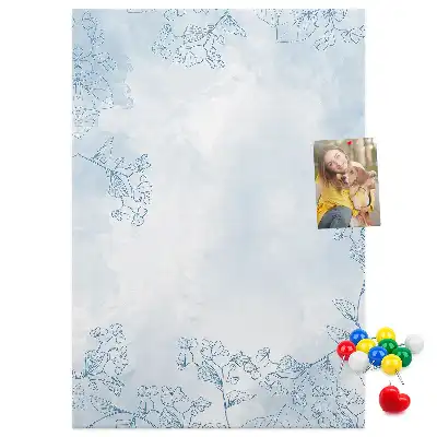 Flower sketch wall cork memo board
