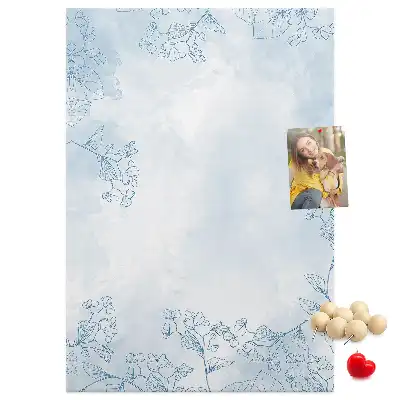 Flower sketch wall cork memo board