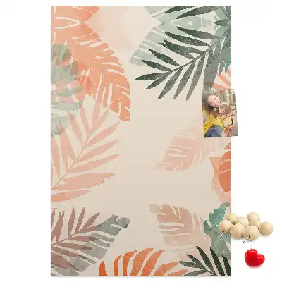 Wall cork memo board with a palm leaf finish