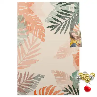 Wall cork memo board with a palm leaf finish