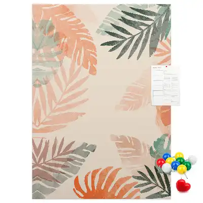 Wall cork memo board with a palm leaf finish