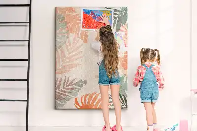 Wall cork memo board with a palm leaf finish