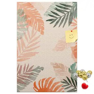 Wall cork memo board with a palm leaf finish