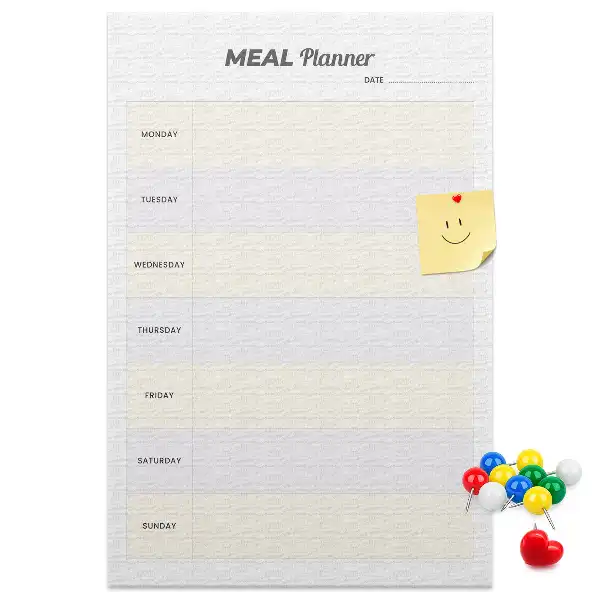 Cork pin board for menu planning