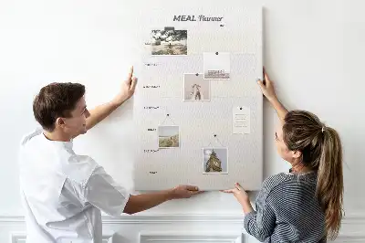 Cork pin board for menu planning