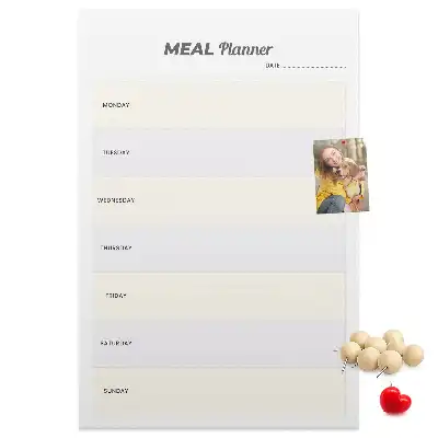 Cork pin board for menu planning